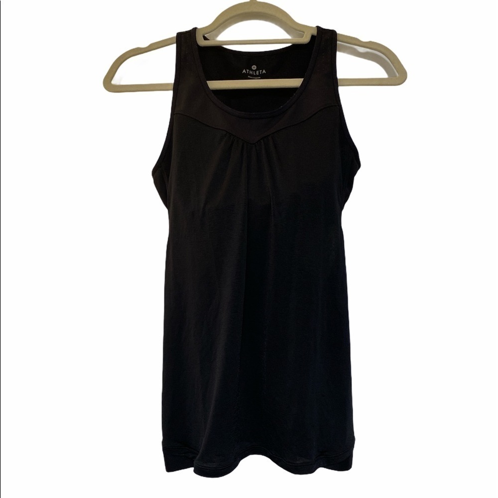 Athleta active tank top built in bra open sides loose fit deep cut sides Sz S